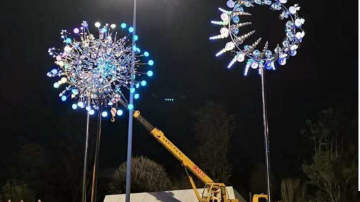 夜景灯光风动雕塑电动价格304不锈钢摆件