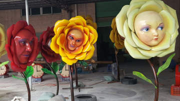 爱丽丝动画人面花朵雕塑爱丽丝主题摆件