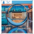 酒店不锈钢圆环雕塑价格镂空椭圆形球景观图