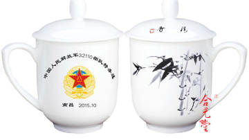 老兵退伍纪念品茶杯，战友聚会礼品杯子，陶瓷水杯定做厂