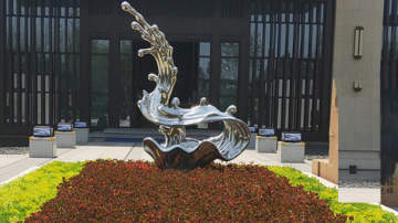 金昌不锈钢拉丝水花雕塑 镜面浪花水景 创意金属摆件