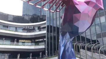 安徽大型抽象艺术鸟雕塑 不锈钢几何动物摆件