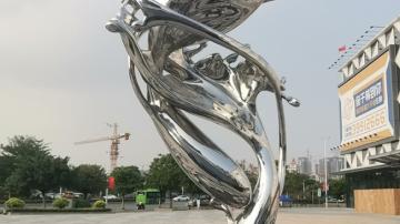 不锈钢镜面双鱼雕塑 跳跃的鱼水景小品摆件