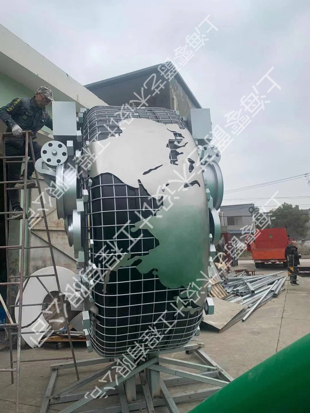 工业园区不锈钢标志性雕塑