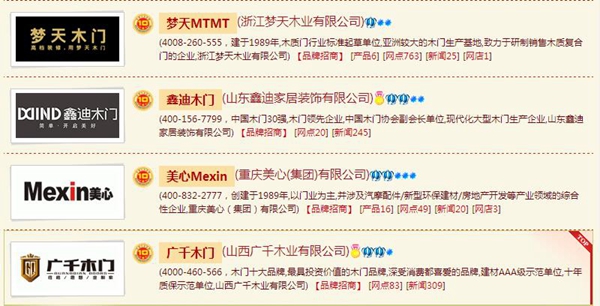 木门十大品牌参考