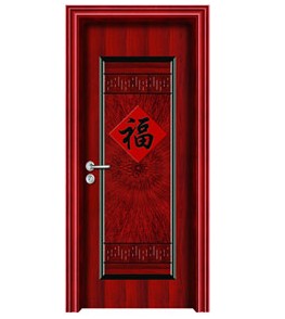 钢木室内门JY-905（红拼木）