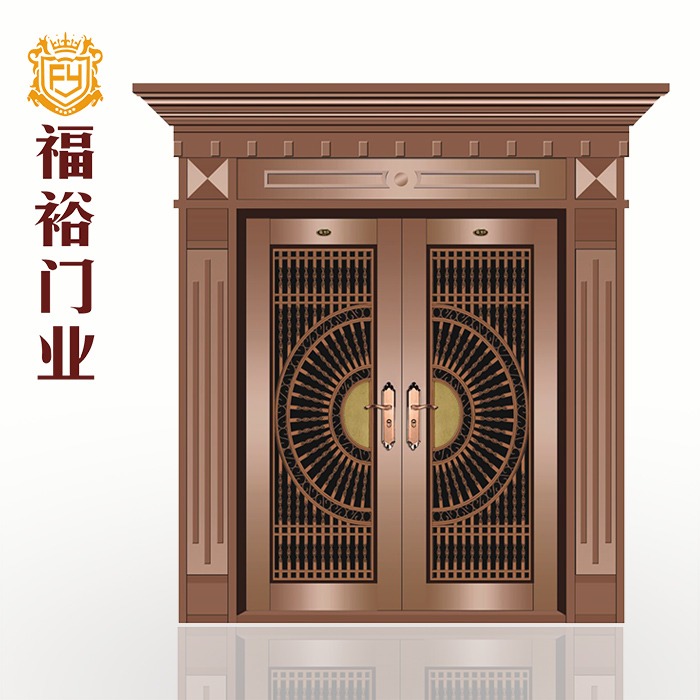 【福裕门业】罗马柱不锈钢双开门别墅门