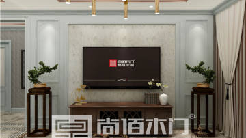 尚佰木门整木定制-香榭水都系列新中式背景墙