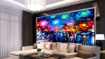 电视背景画、大型壁画、沙发背景画、现代壁画