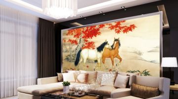  沙发背景画、大型壁画、卧室背景画、现代壁画、壁画