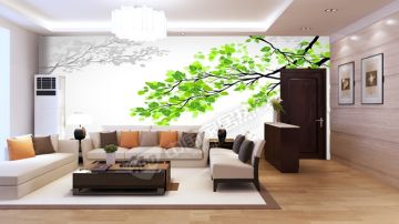 沙发背景画、壁纸、壁画、大型壁画