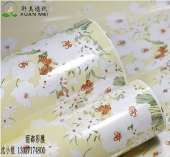 橱柜门膜生产厂家特价销售轩美自粘贴纸 韩式小花防水翻新贴纸 橱柜桌子家电旧家具贴膜橱柜贴纸装饰膜