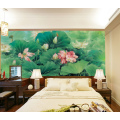 中式荷花无缝油画壁画客厅背景电视3d立体大型壁画卧室壁纸