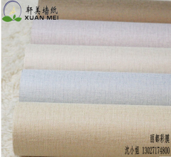 湖北无纺布墙纸厂家供应2015新款环保仿麻布客厅卧室无纺布墙纸装饰膜
