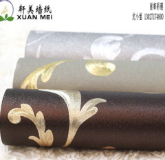 无纺布墙纸厂家供应2015新款轩美金箔壁纸ktv酒店金色墙纸 客厅电视背景墙宾馆走道墙纸金箔纸装饰膜