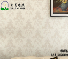 无纺布墙纸厂家供应欧式复古仿刺绣无纺墙纸 客厅卧室餐厅背景墙纸装饰膜