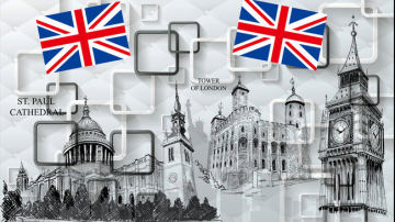 3D立体欧式复古著名建筑背景墙画　英国国旗