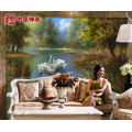 天鹅湖唯美壁画