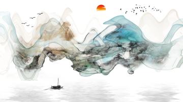 个性水墨画背景墙