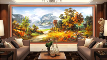欧式风景装饰壁画电视背景墙壁纸北欧田园画客厅背景墙
