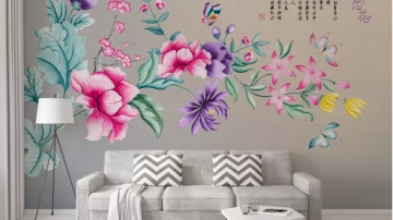 手绘新中式电视沙发背景墙大型壁画山水国画创意装饰壁纸墙纸墙布