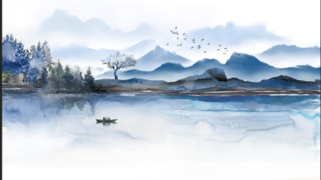 新中式沙发电视背景墙墙纸客厅墙布现代写意抽象壁画山水墨画壁纸