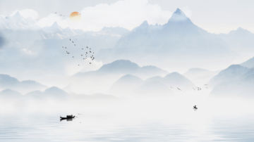 新中式客厅装饰画水墨招财大气山水挂画办公室风水靠山风景壁画