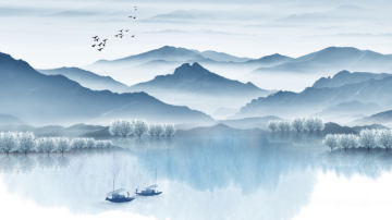 新中式客厅装饰画水墨招财大气山水挂画办公室风水靠山风景壁画