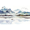 新中式客厅装饰画水墨招财大气山水挂画办公室风水靠山风景壁画