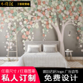 简约小清新酒店床头无缝壁布