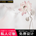 背景墙厂家 新中式荷花无缝壁画大全