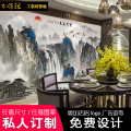 新中式江山如画酒店办公室背景墙效果图