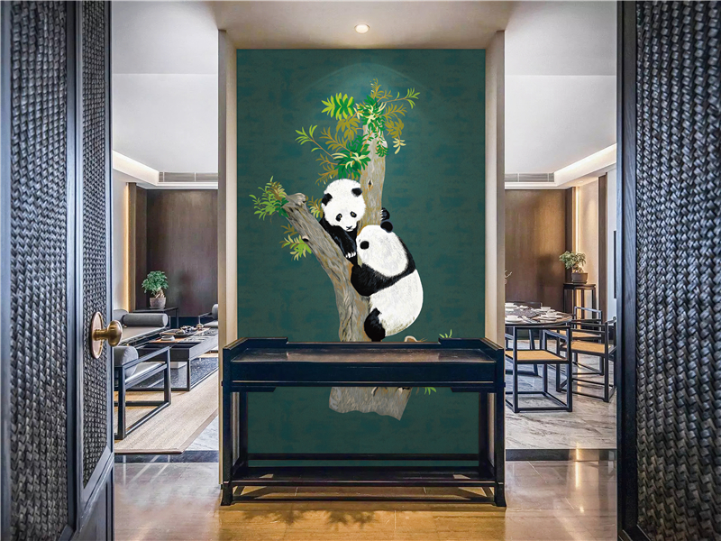 丽绣云感亲肤墙布-大熊猫效果图