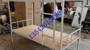 广东公寓床单双层铁床定制圆管喷塑双层铁架床工地角铁床厂家