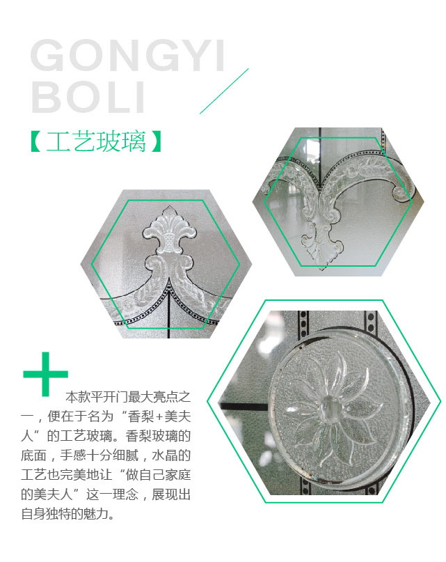 圣梵诺迪拜金平开门精致细节-工艺玻璃