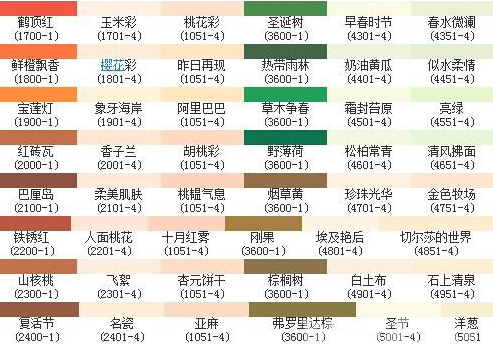 华润漆色卡对照表