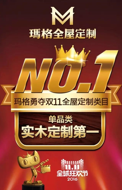 逆天了！玛格首战双11 勇夺全屋定制类实木定制第一！