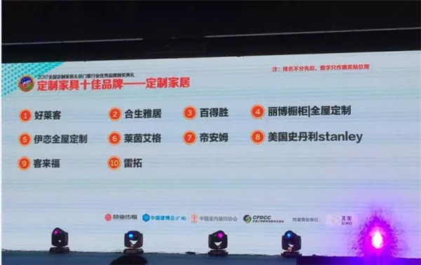 丽博橱柜|全屋定制喜获“定制家具十佳品牌”荣誉