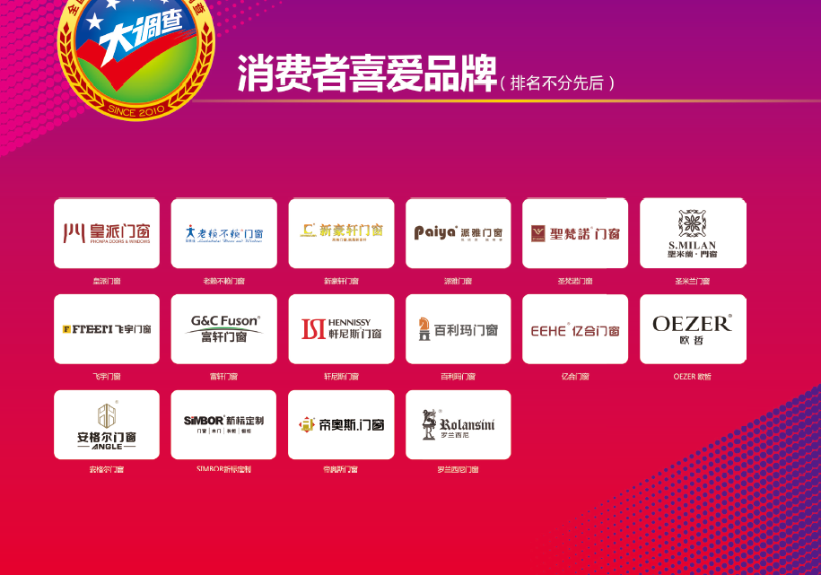 2017年“全国铝门窗行业经销商大调查”获奖品牌揭晓 2017年“全国铝门窗行业经销商大调查”获奖品牌揭晓