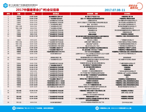 2018中国建博会（广州） | 研讨会及及重点活动推荐