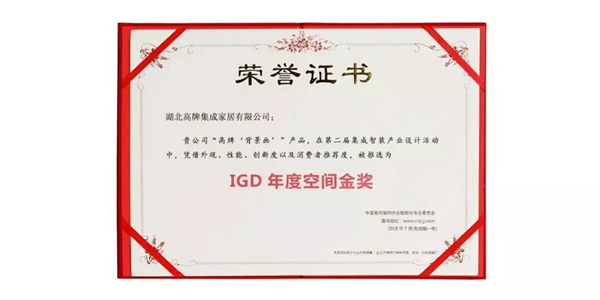 高牌集成整装家“背景墙”荣获“IGD年度设计空间金奖”skr！skr！skr！！
