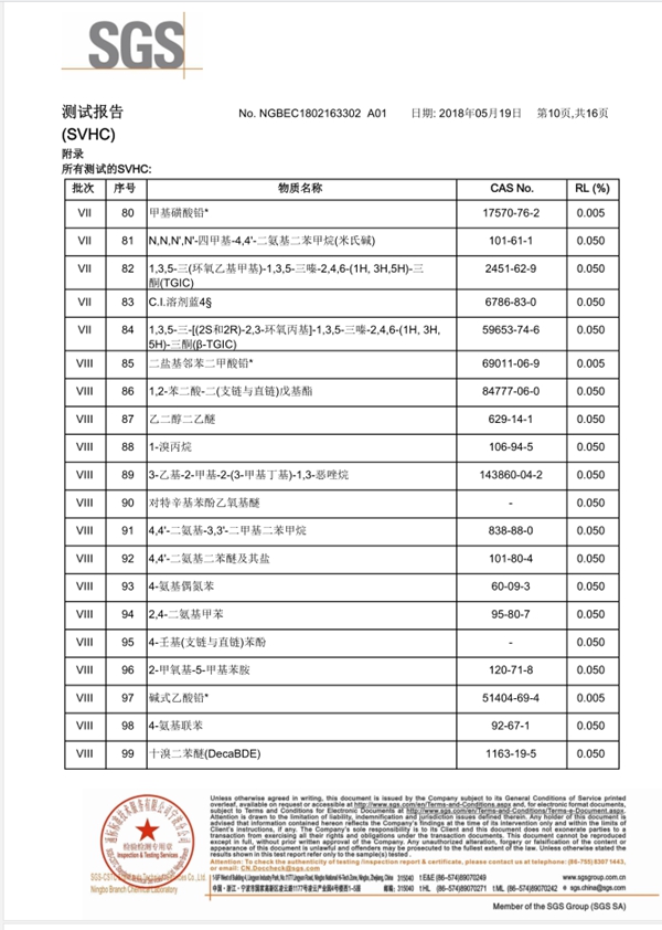 正合无缝墙布通过 SGS 181项符合欧盟出口标准检测