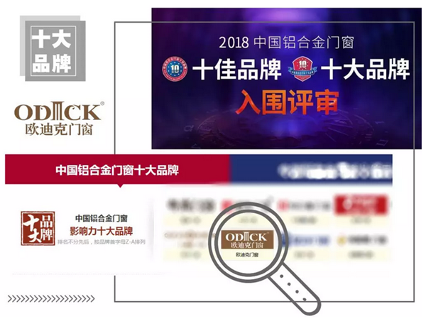 喜讯:热烈庆祝欧迪克门窗荣获“中国铝合金门窗影响力十大品牌”称号