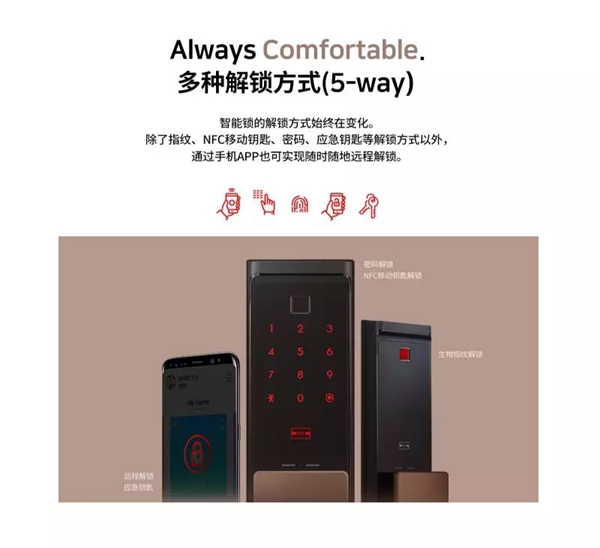 三星智能锁让你享受更高水平的品质生活