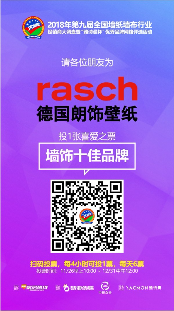 墙纸墙布行业经销商大调查|德国朗饰壁纸入选墙饰十佳品牌评选活动