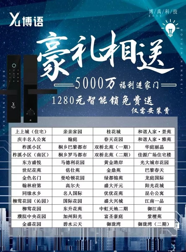 博语智能家居新年福利活动，智能锁免费送！