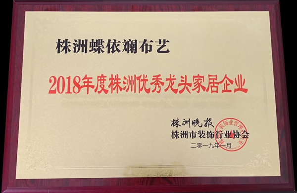 蝶依斓软装荣获株洲晚报和市装饰行业协会年度双奖!