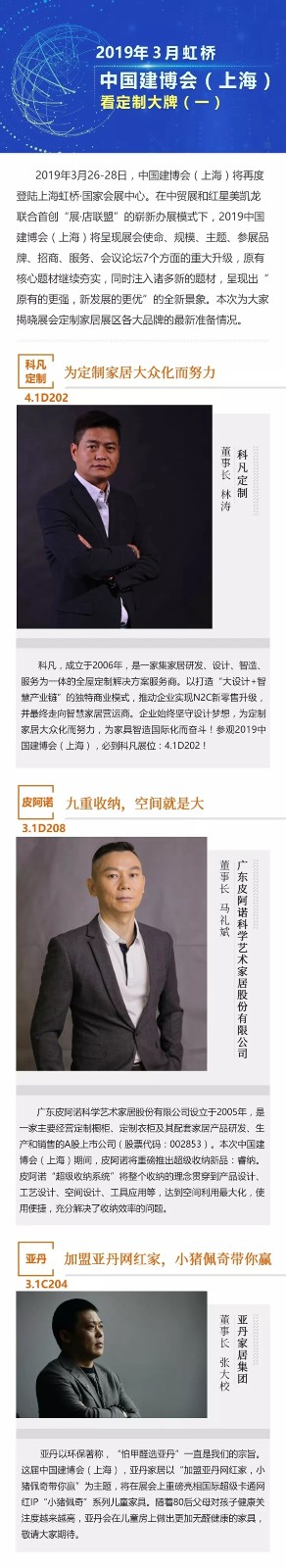 2019年中国建博会（上海）即将开启！来虹桥看各大定制品牌（一）