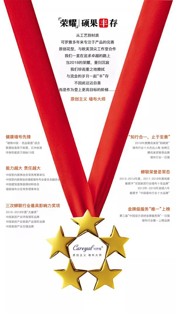 可罗雅墙布再次荣获“第九届全国墙纸墙布行业经销商大调查”十佳墙布品牌!