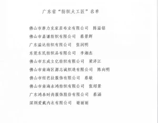 摩力克窗帘总经理陈溢铭先生获广东省“纺织十大工匠”荣誉称号！
